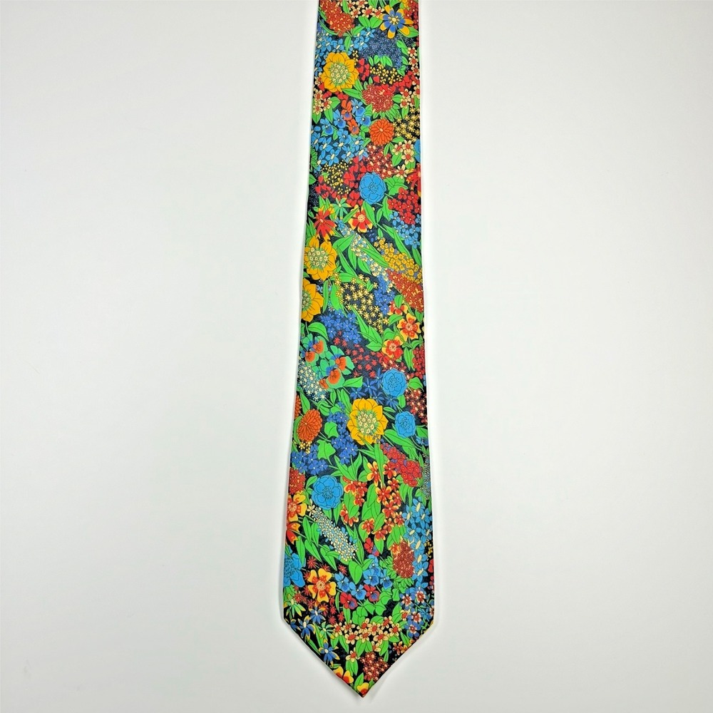 Otaa Australia 100% Cotton Hand-Made XL Necktie Bold Vibrant Colorful Floral 61" - Picture 2 of 9